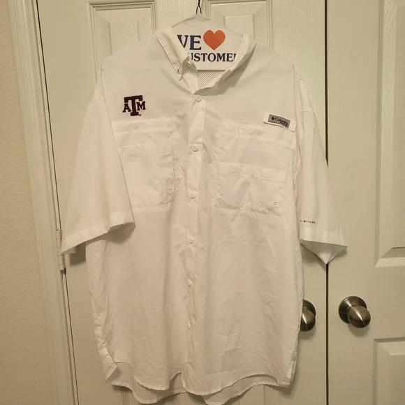 Columbia PFG men's white button-down shirt Texas ATM  Large - Picture 2 of 7